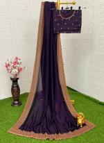 Blooming Vichtra Silk Purple Wedding Wear Zari Work Saree